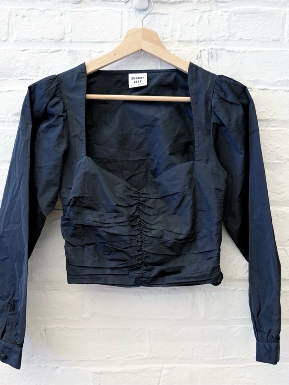 Aritzia || Sunday Best Petal‎ Blouse Black Taffeta Top 2